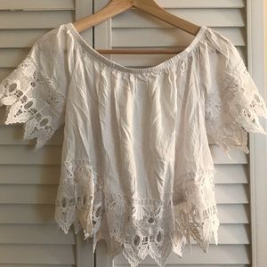 Off-the-shoulder cropped blouse// CHARLOTTE RUSSE